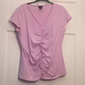 Ann Taylor Ruffle Shirt, Size L, Pink